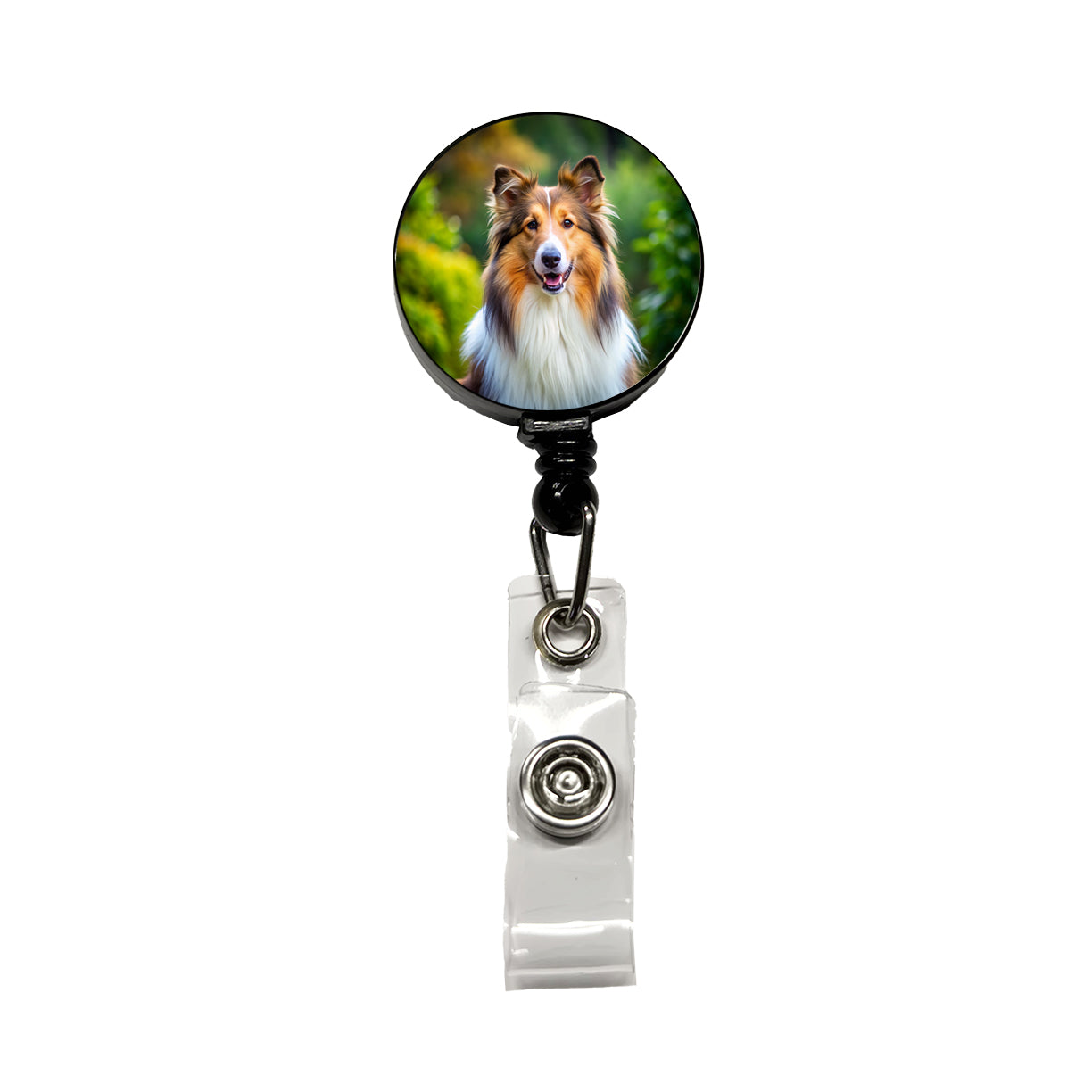 Collie Dog Photo Retractable ID Key Card Name Tag Badge Holder with Clip