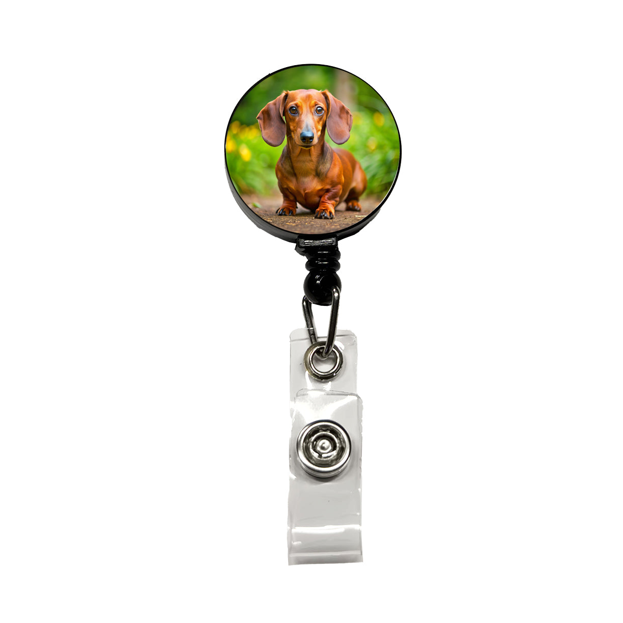 Dachshund Dog Photo Retractable ID Key Card Name Tag Badge Holder with Clip