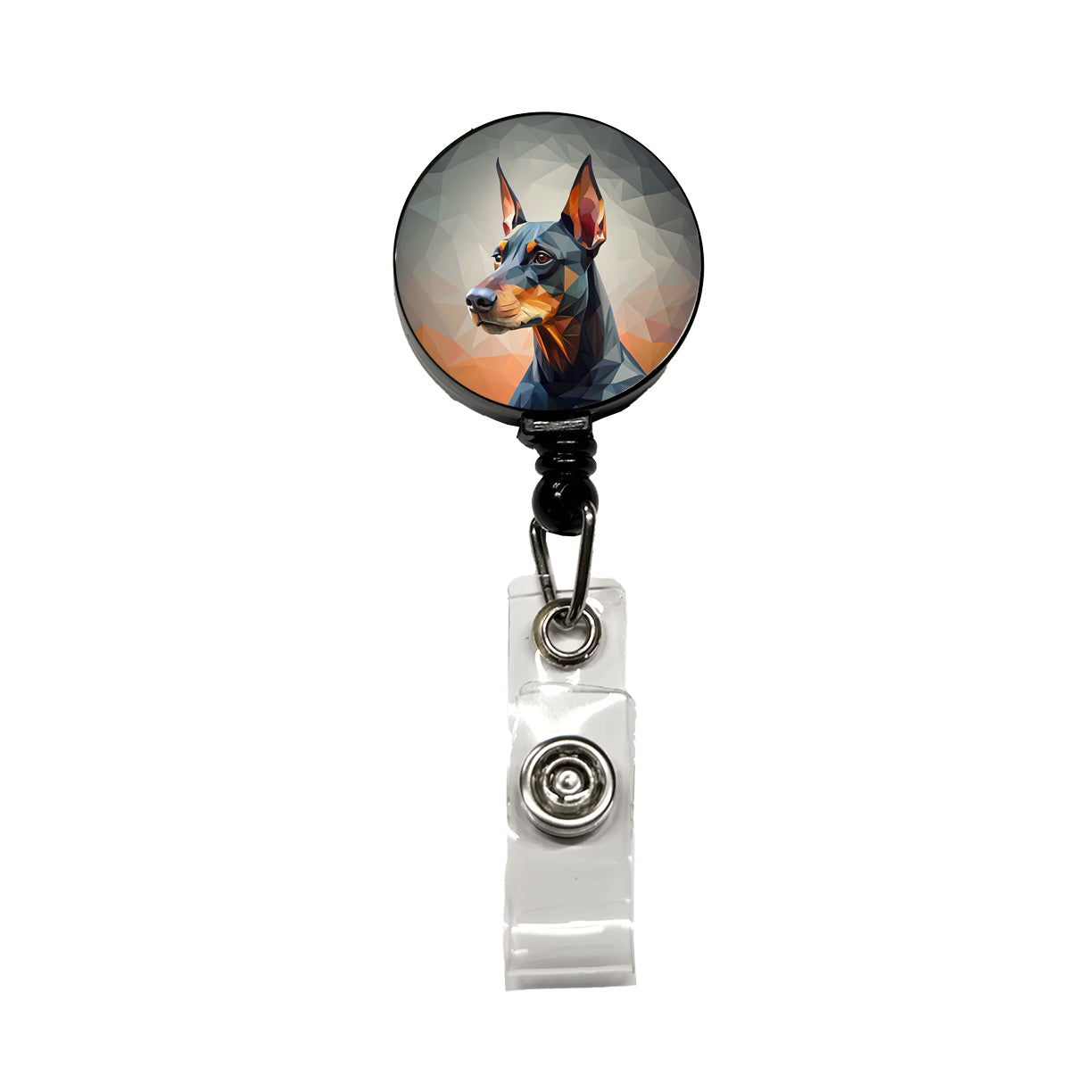 Doberman Pinscher Dog Abstract Stylized Art Retractable ID Key Card Name Tag Badge Holder with Clip