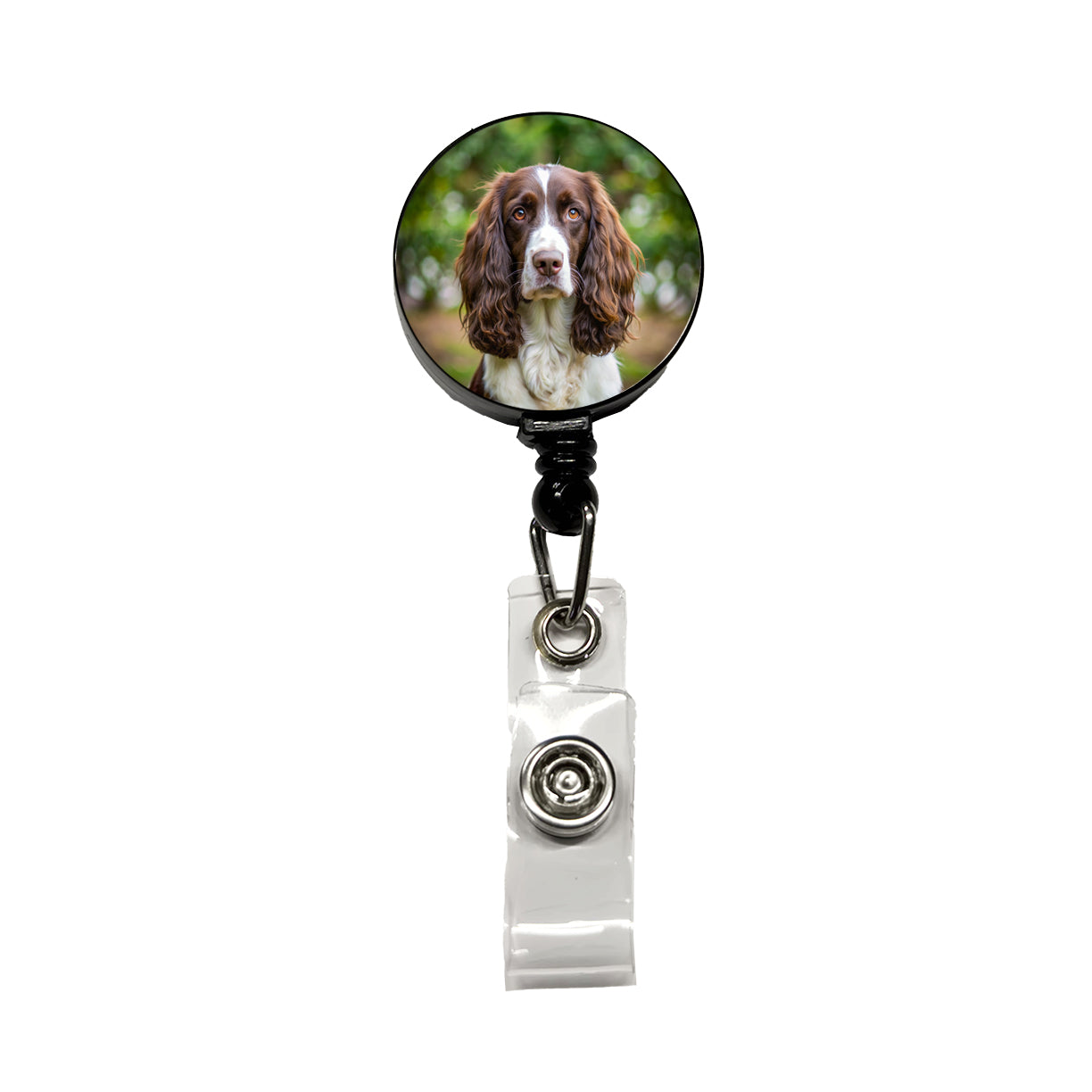 English Springer Spaniel Dog Photo Retractable ID Key Card Name Tag Badge Holder with Clip