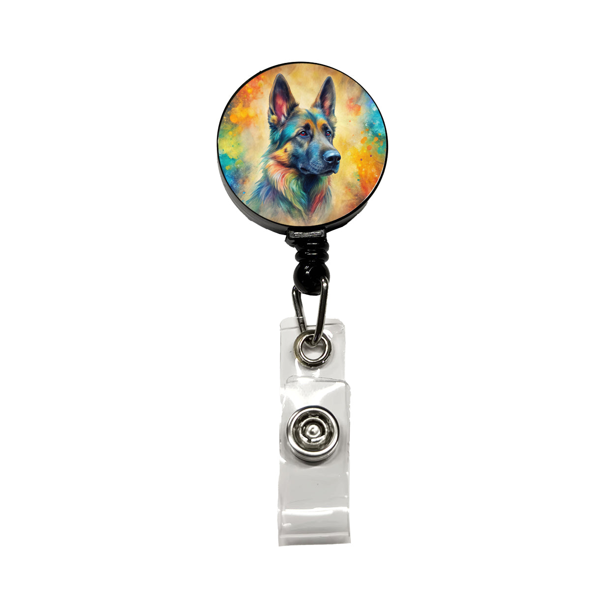 German Shepherd Dog Abstract Art Retractable ID Key Card Name Tag Badge Holder with Clip