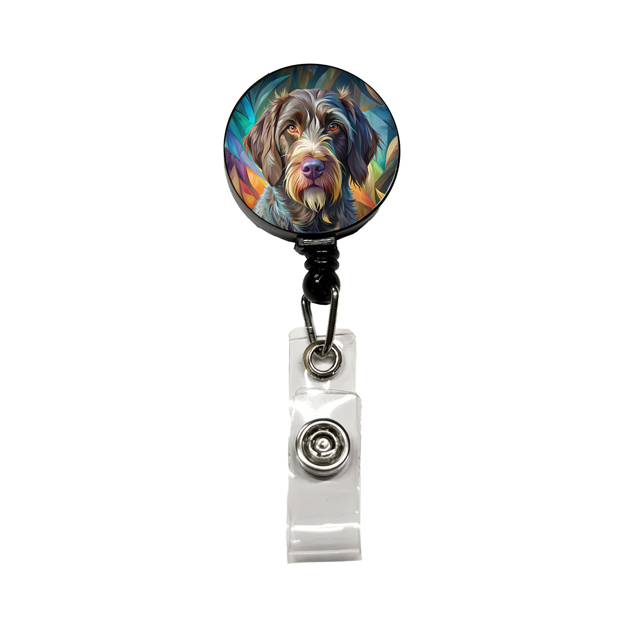 German Wirehaired Pointer Dog Contemporary Art Retractable ID Key Card Name Tag Badge Holder with Clip