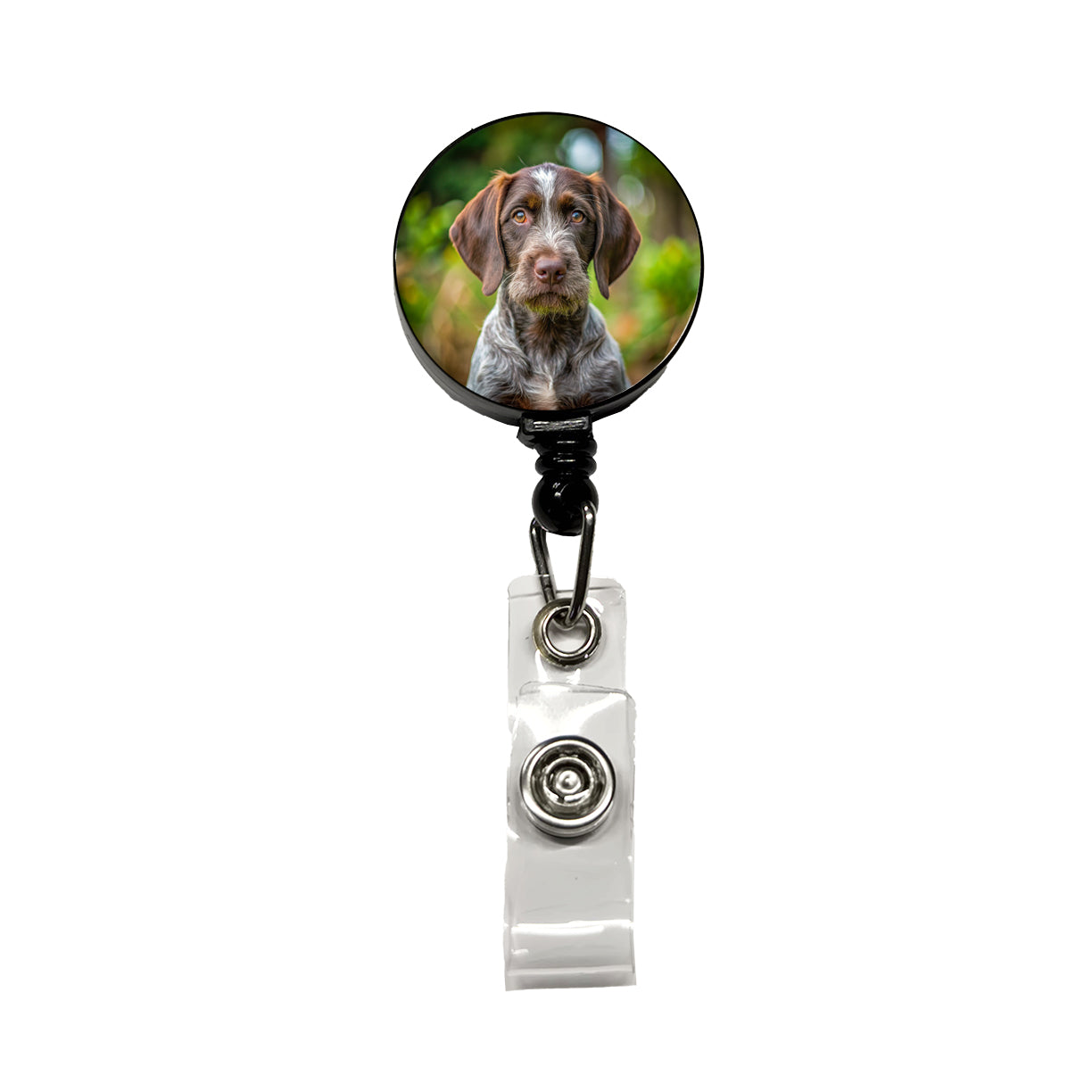 German Wirehaired Pointer Dog Puppy Photo Retractable ID Key Card Name Tag Badge Holder with Clip