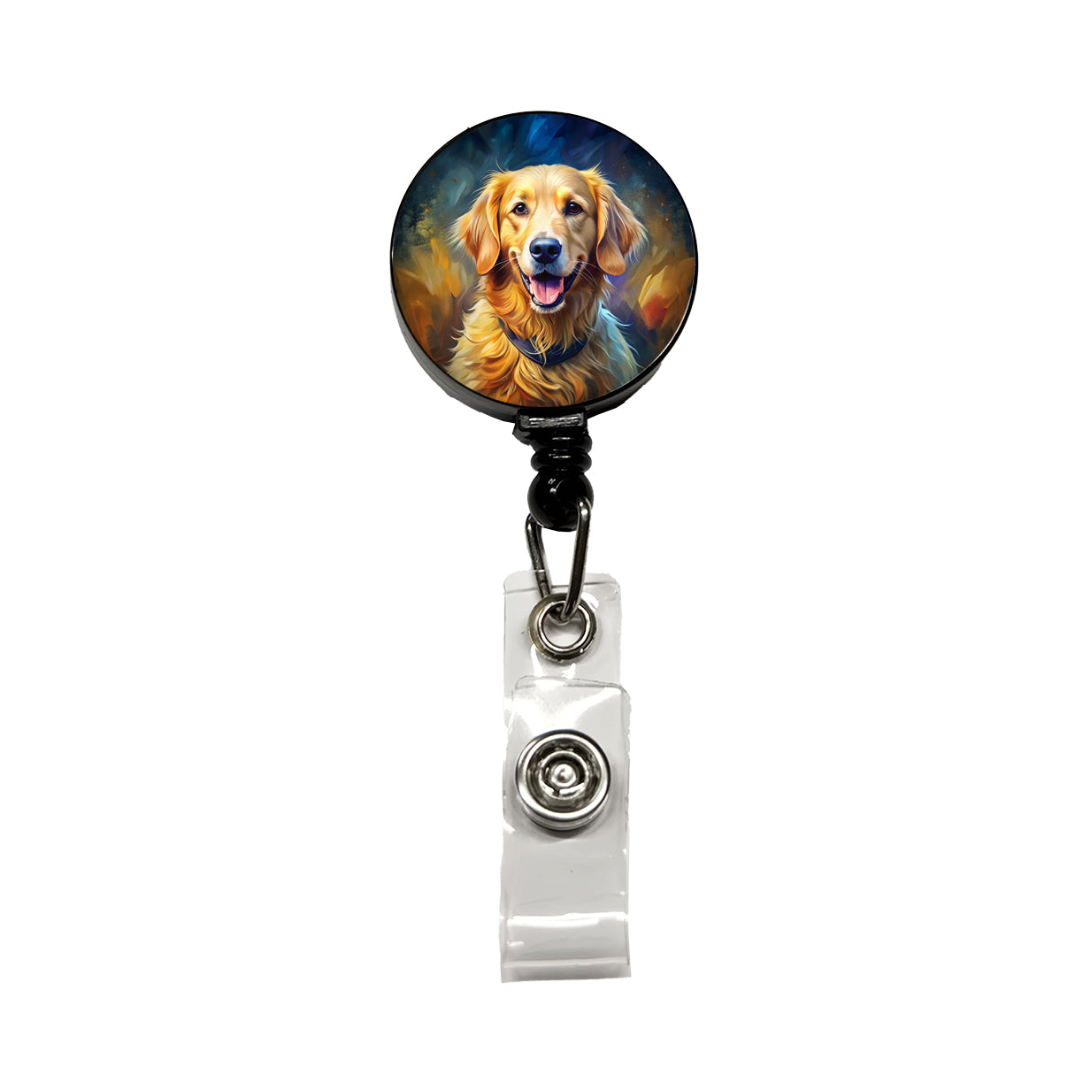 Golden Retriever Dog Expressionism Art Retractable ID Key Card Name Tag Badge Holder with Clip