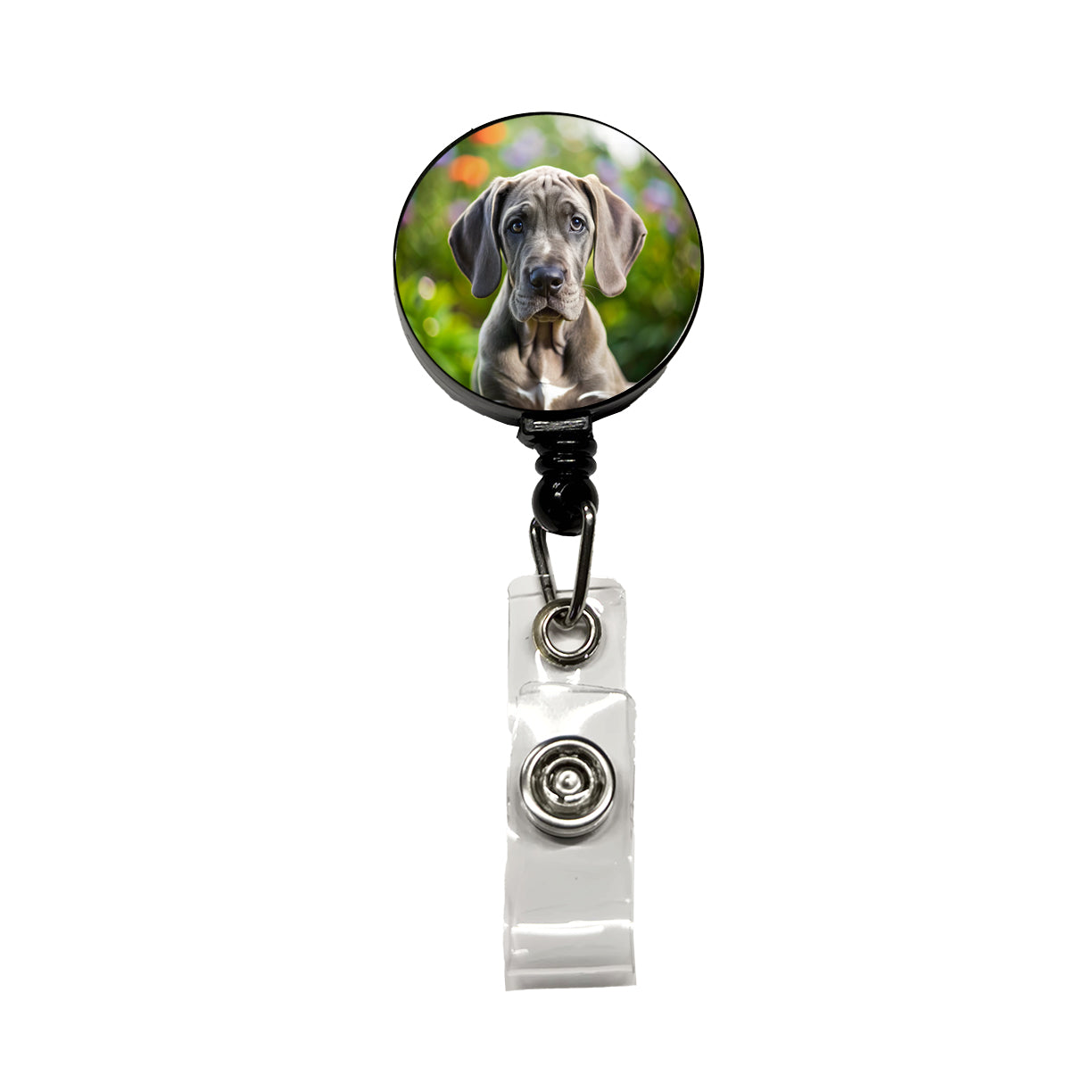 Great Dane Dog Puppy Photo Retractable ID Key Card Name Tag Badge Holder with Clip