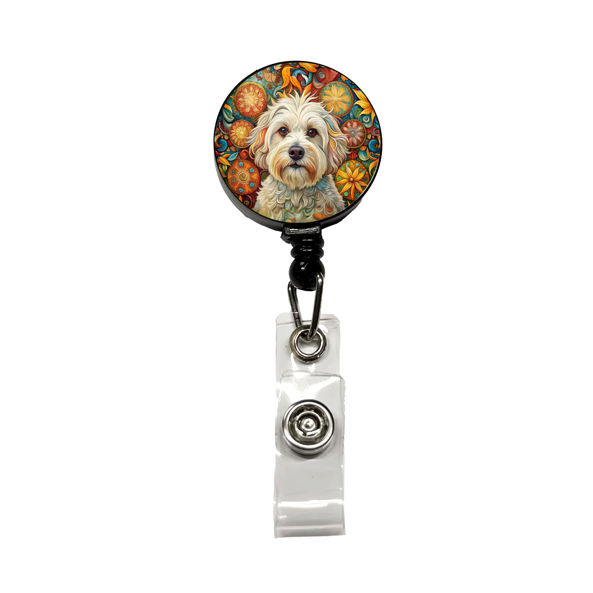 Havanese Dog Bohemian Art Retractable ID Key Card Name Tag Badge Holder with Clip