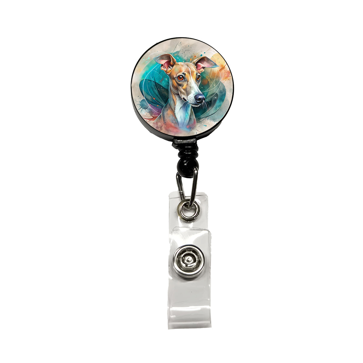 Italian Greyhound Dog Contemporary Art Retractable ID Key Card Name Tag Badge Holder with Clip
