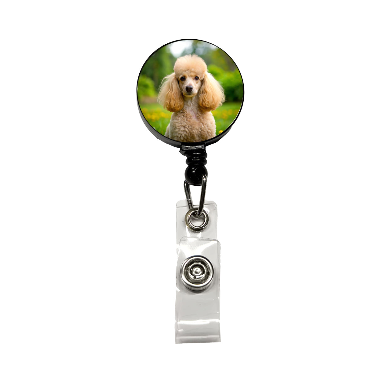 Poodle Dog Photo Retractable ID Key Card Name Tag Badge Holder with Clip