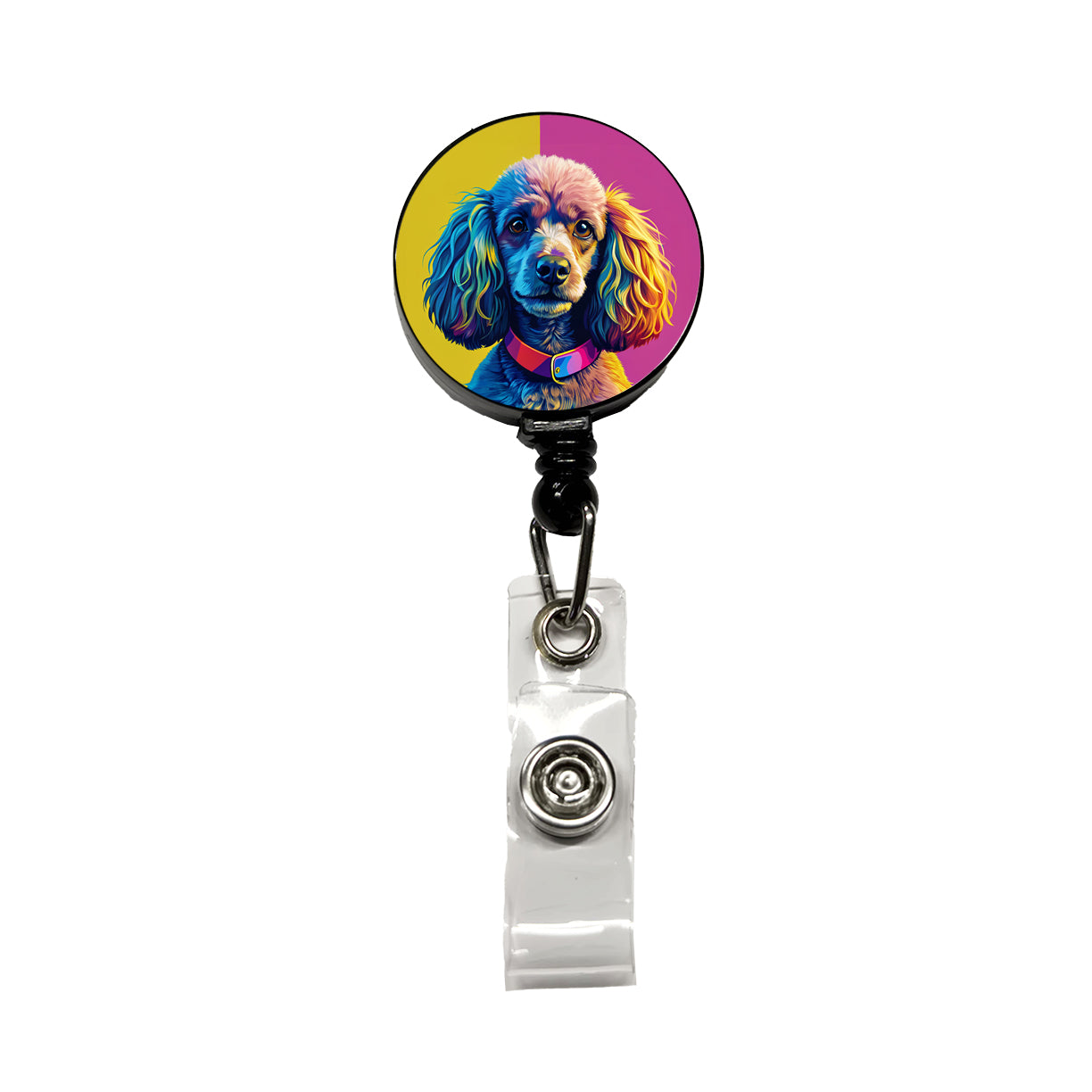 Poodle Dog Pop Art Retractable ID Key Card Name Tag Badge Holder with Clip