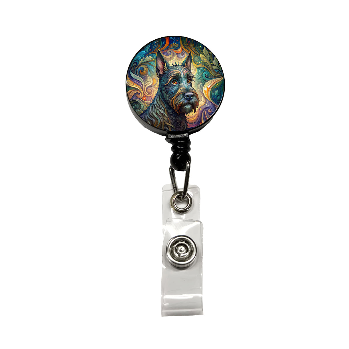 Scottish Terrier Dog Art Nouveau Retractable ID Key Card Name Tag Badge Holder with Clip