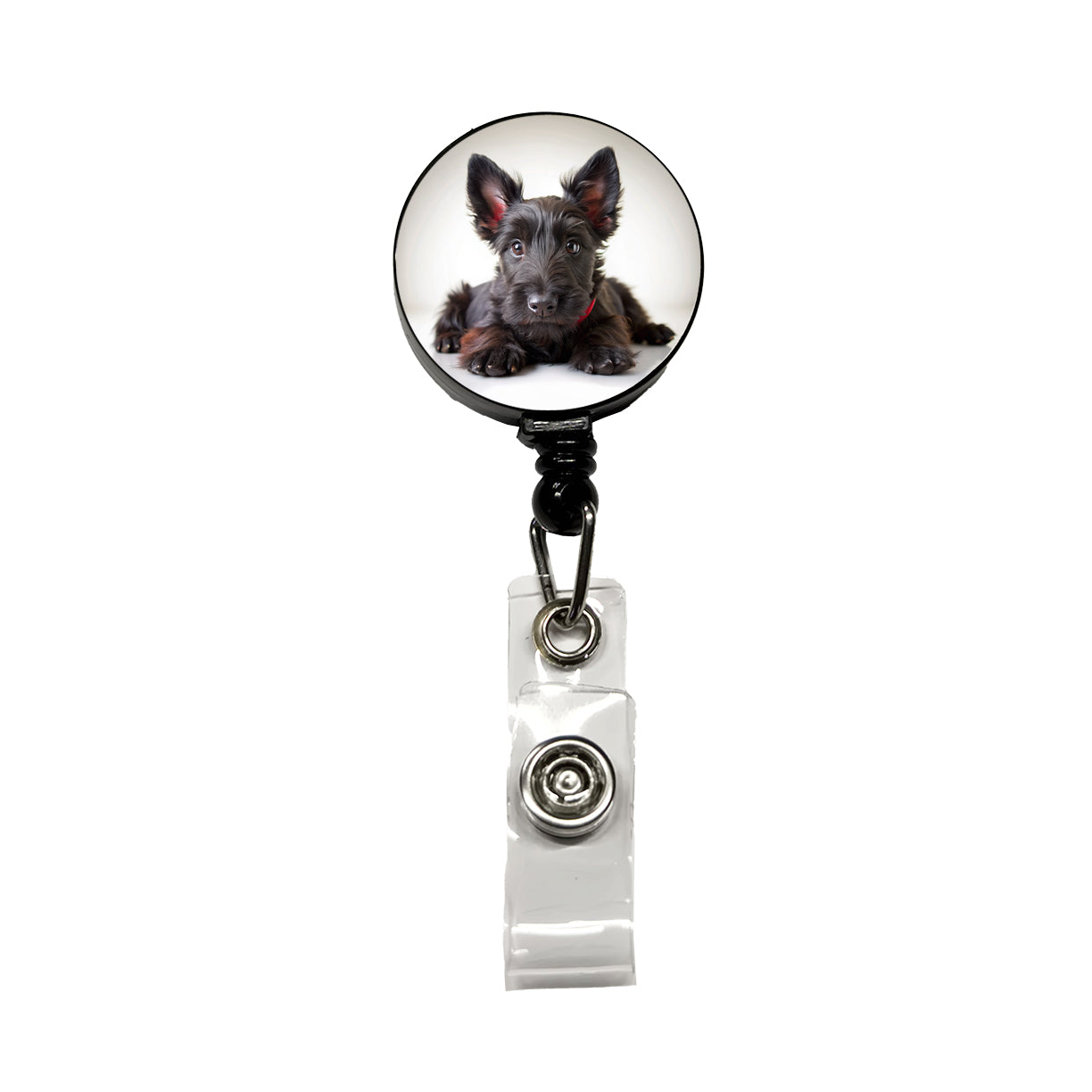 Scottish Terrier Dog Puppy Photo Retractable ID Key Card Name Tag Badge Holder with Clip