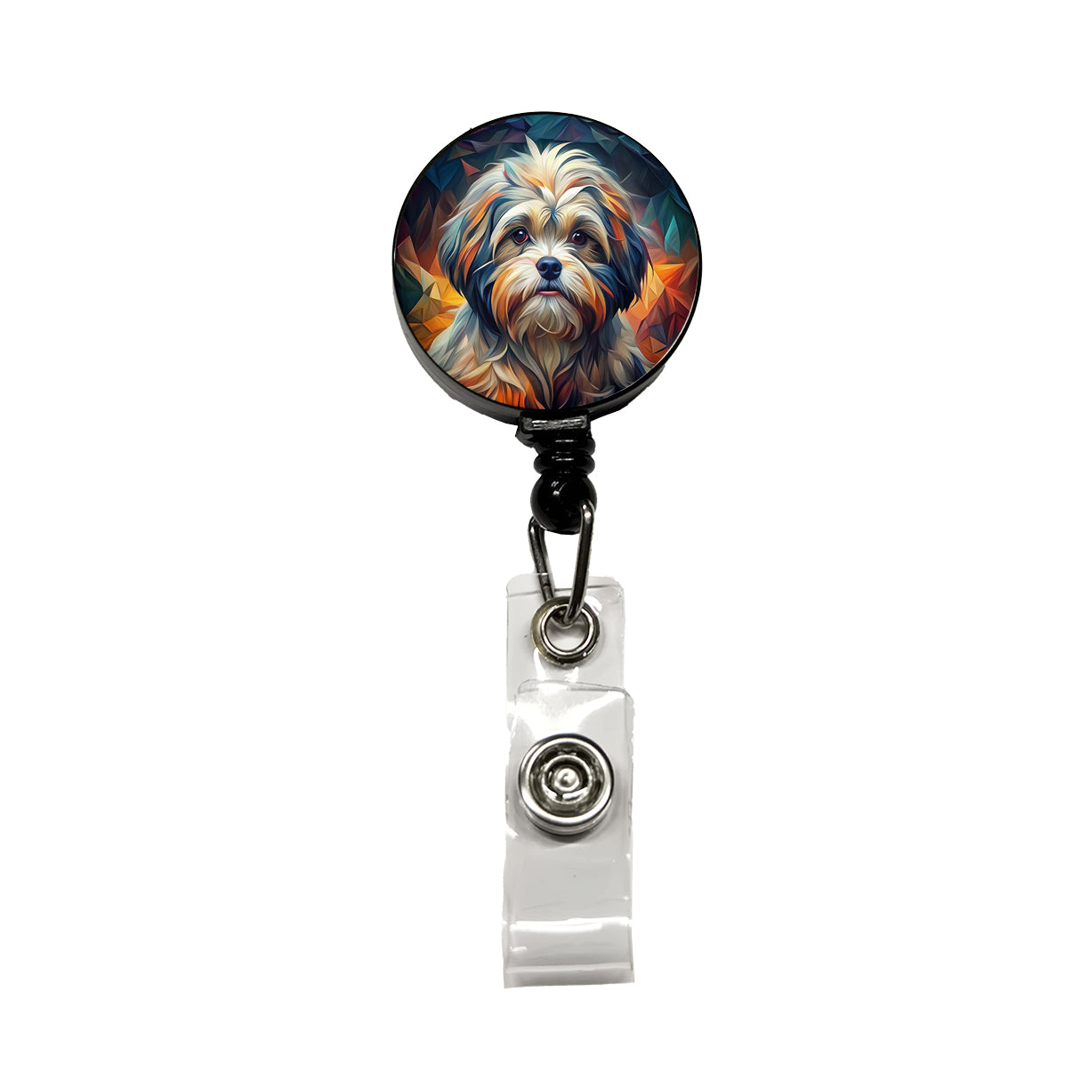 Shih Tzu Dog Abstract Art Retractable ID Key Card Name Tag Badge Holder with Clip