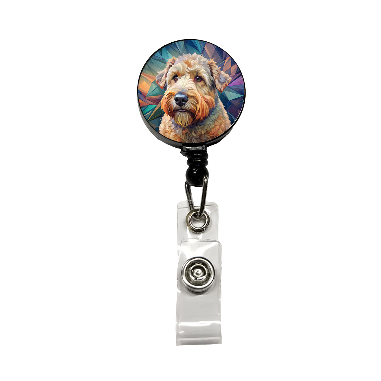 Soft Coated Wheaten Terrier Dog Contemporary Art Retractable ID Key Card Name Tag Badge Holder with Clip