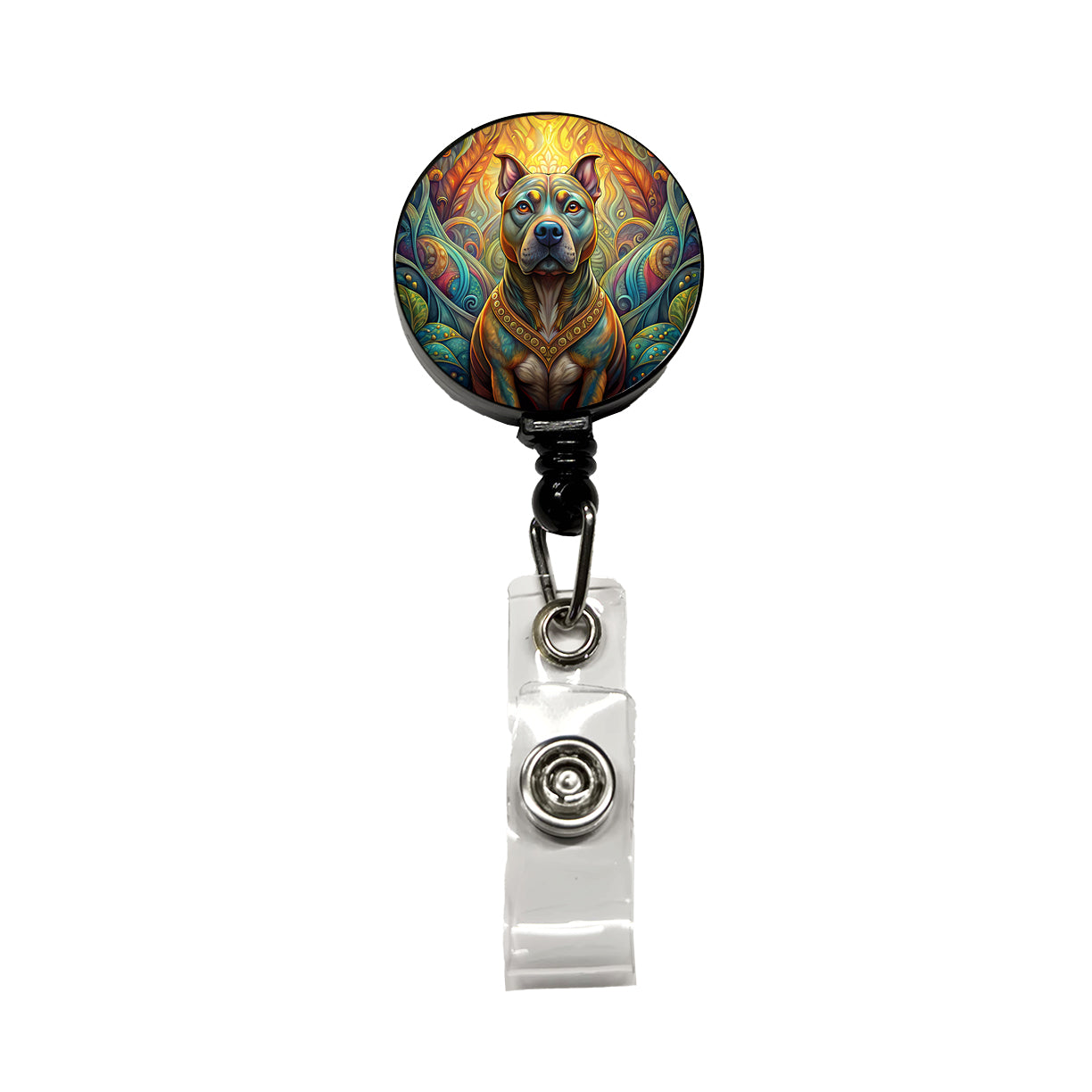 Staffordshire Bull Terrier Staffy Dog Art Nouveau Retractable ID Key Card Name Tag Badge Holder with Clip