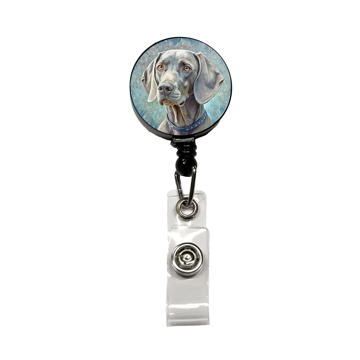 Weimaraner Dog Illustration Retractable ID Key Card Name Tag Badge Holder with Clip