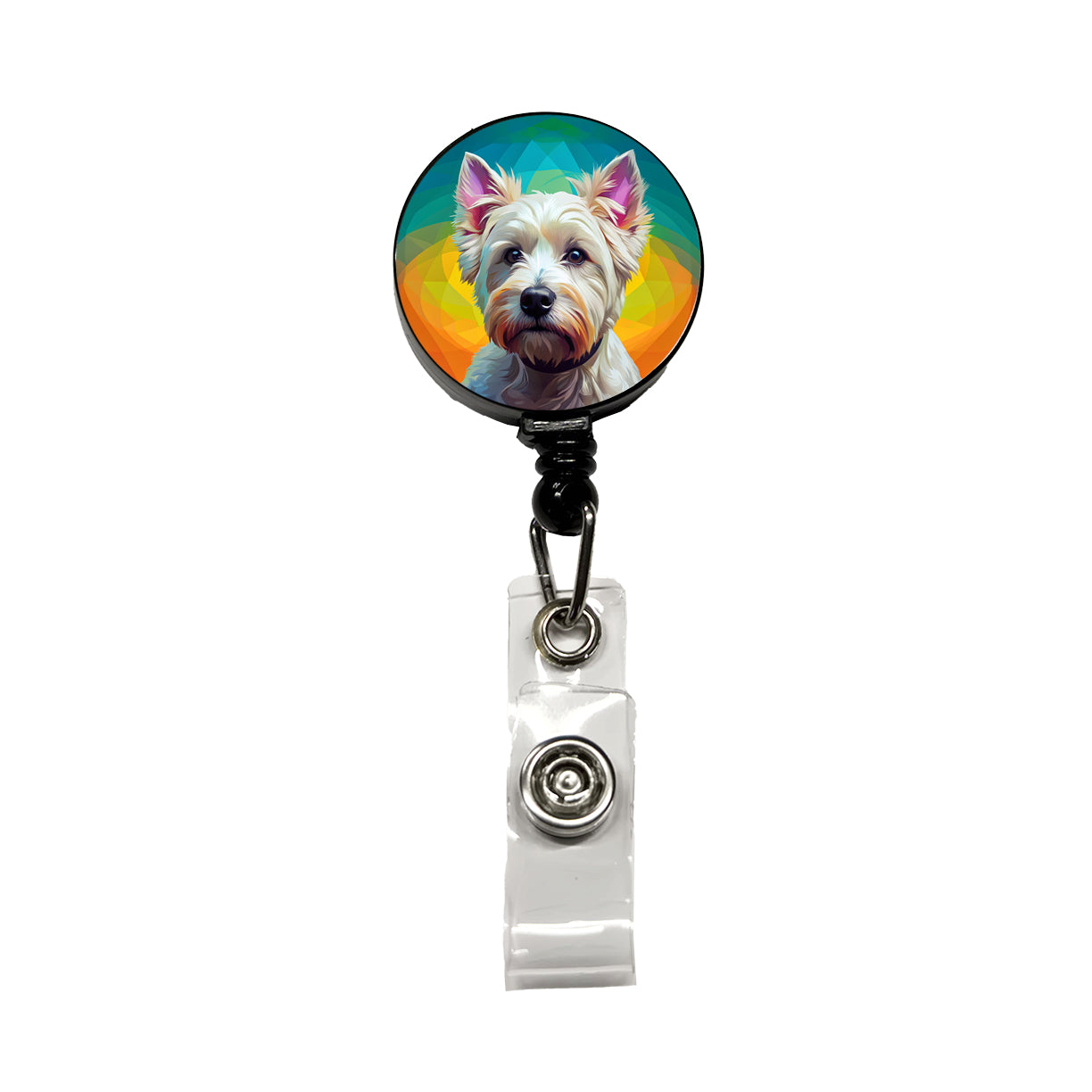 West Highland White Terrier Westie Dog Pop Art Retractable ID Key Card Name Tag Badge Holder with Clip