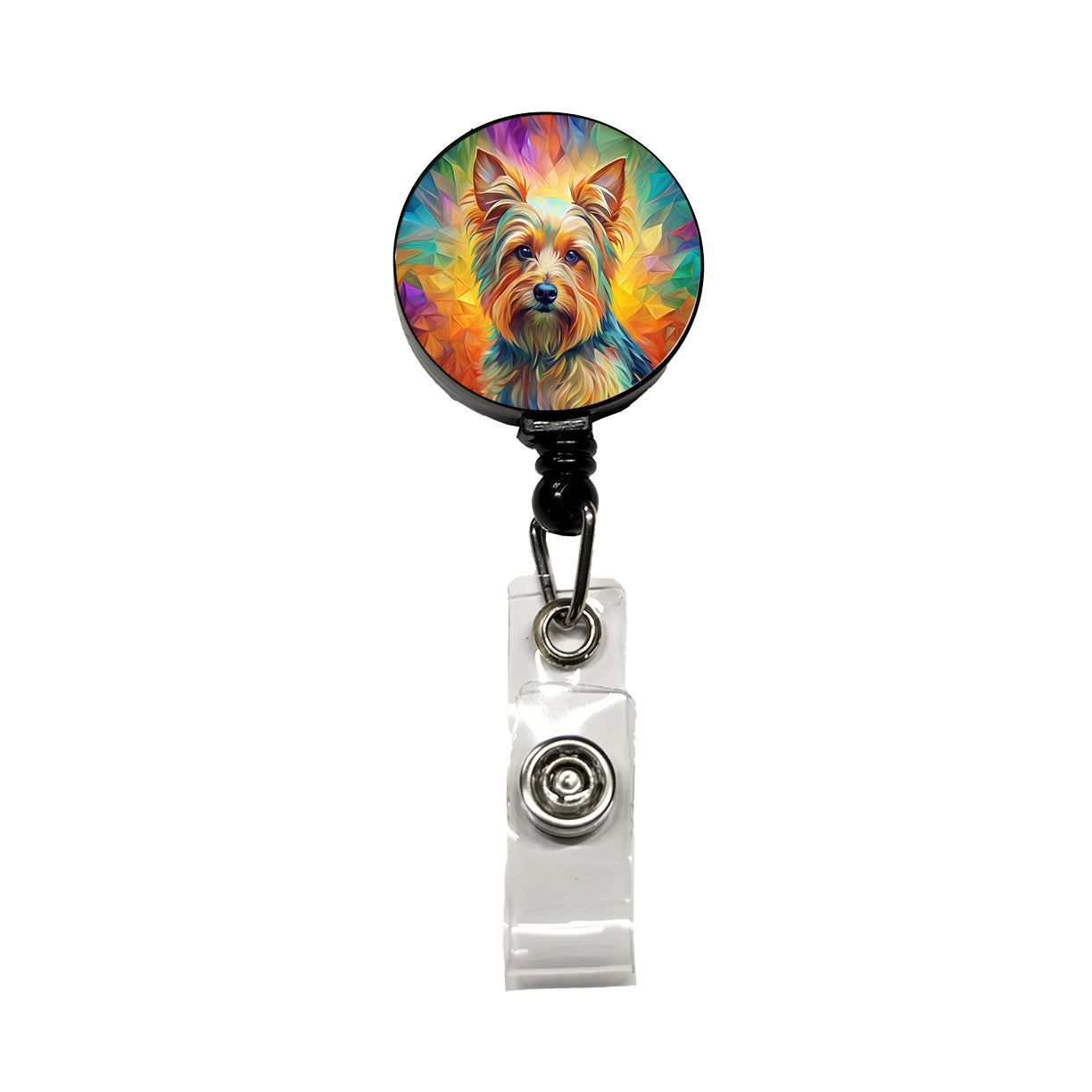 Yorkshire Terrier Yorkie Dog Abstract Art Retractable ID Key Card Name Tag Badge Holder with Clip