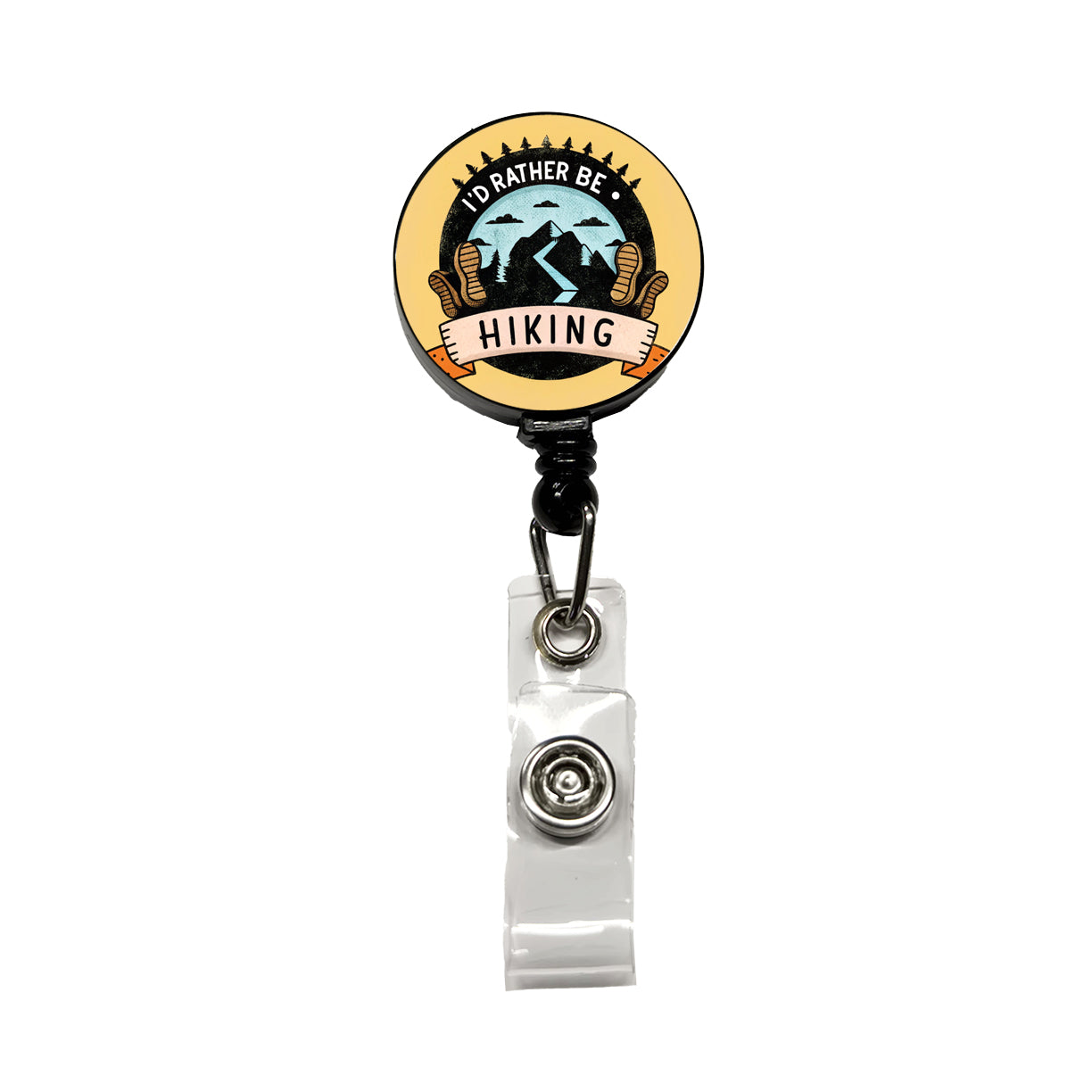 I'd Rather Be Hiking Retractable ID Key Card Name Tag Badge Holder with Clip