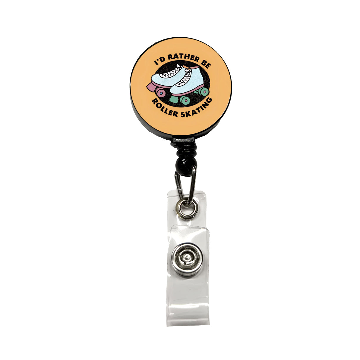 I'd Rather Be Roller Skating Retractable ID Key Card Name Tag Badge Holder with Clip