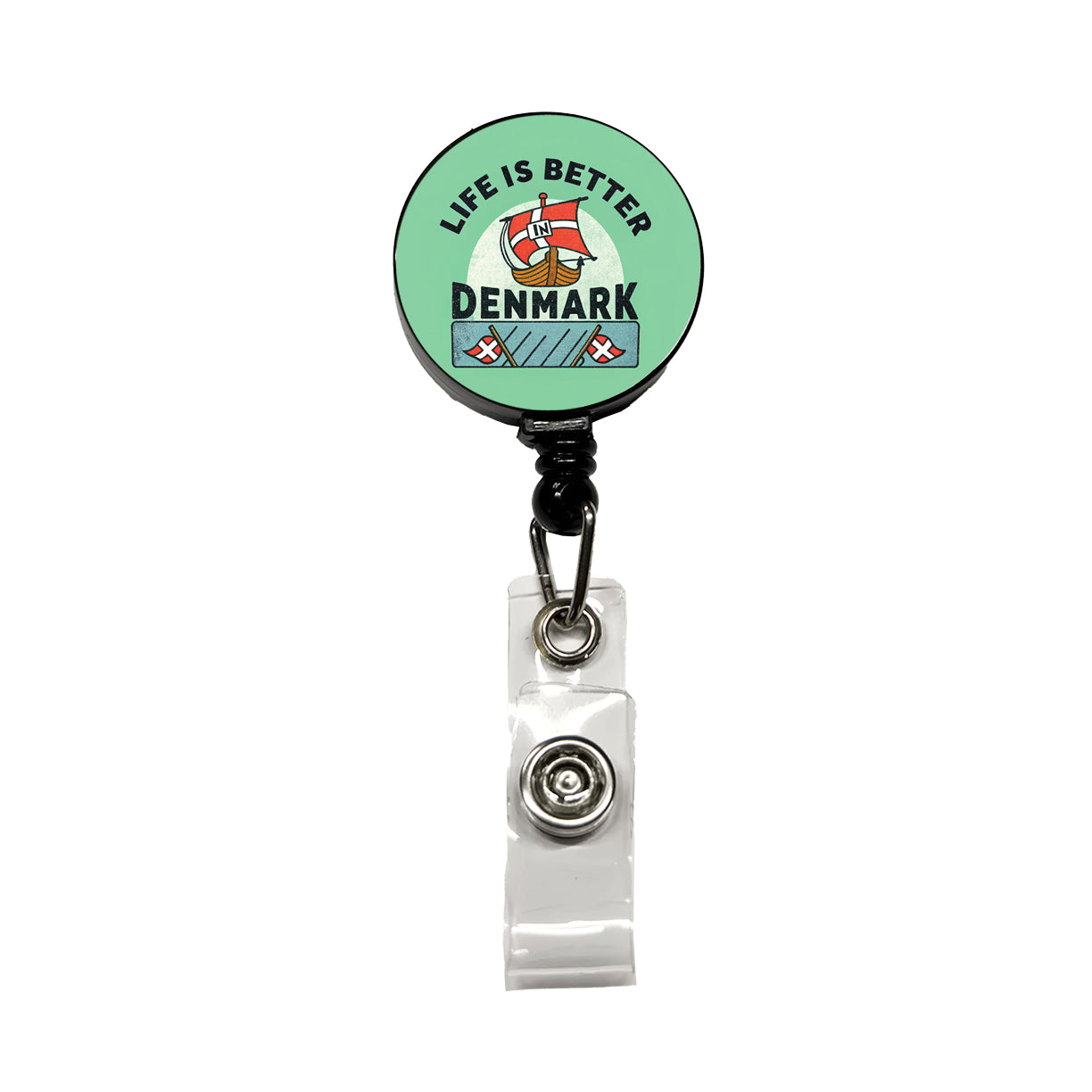 Life Is Better In Denmark Retractable ID Key Card Name Tag Badge Holder with Clip