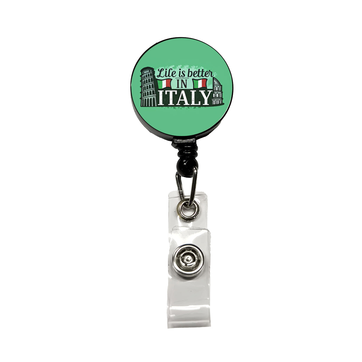 Life Is Better In Italy Retractable ID Key Card Name Tag Badge Holder with Clip