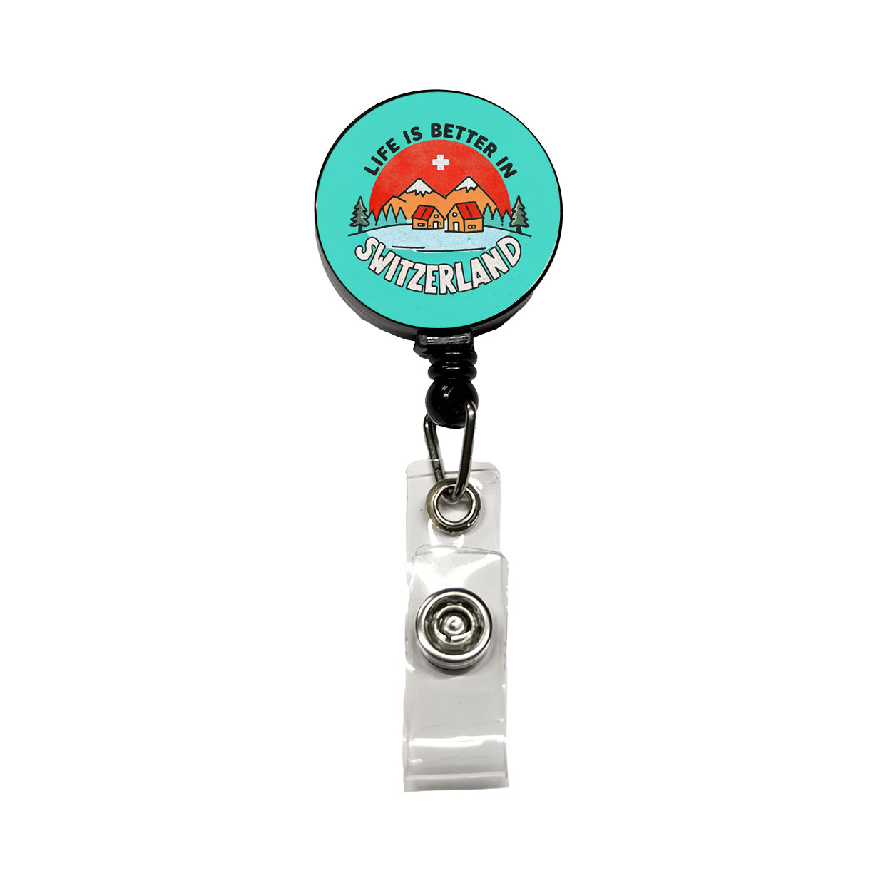 Life Is Better In Switzerland Retractable ID Key Card Name Tag Badge Holder with Clip