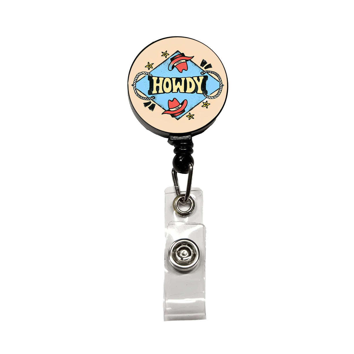 Howdy Country Cowboy Cowgirl Retractable ID Key Card Name Tag Badge Holder with Clip