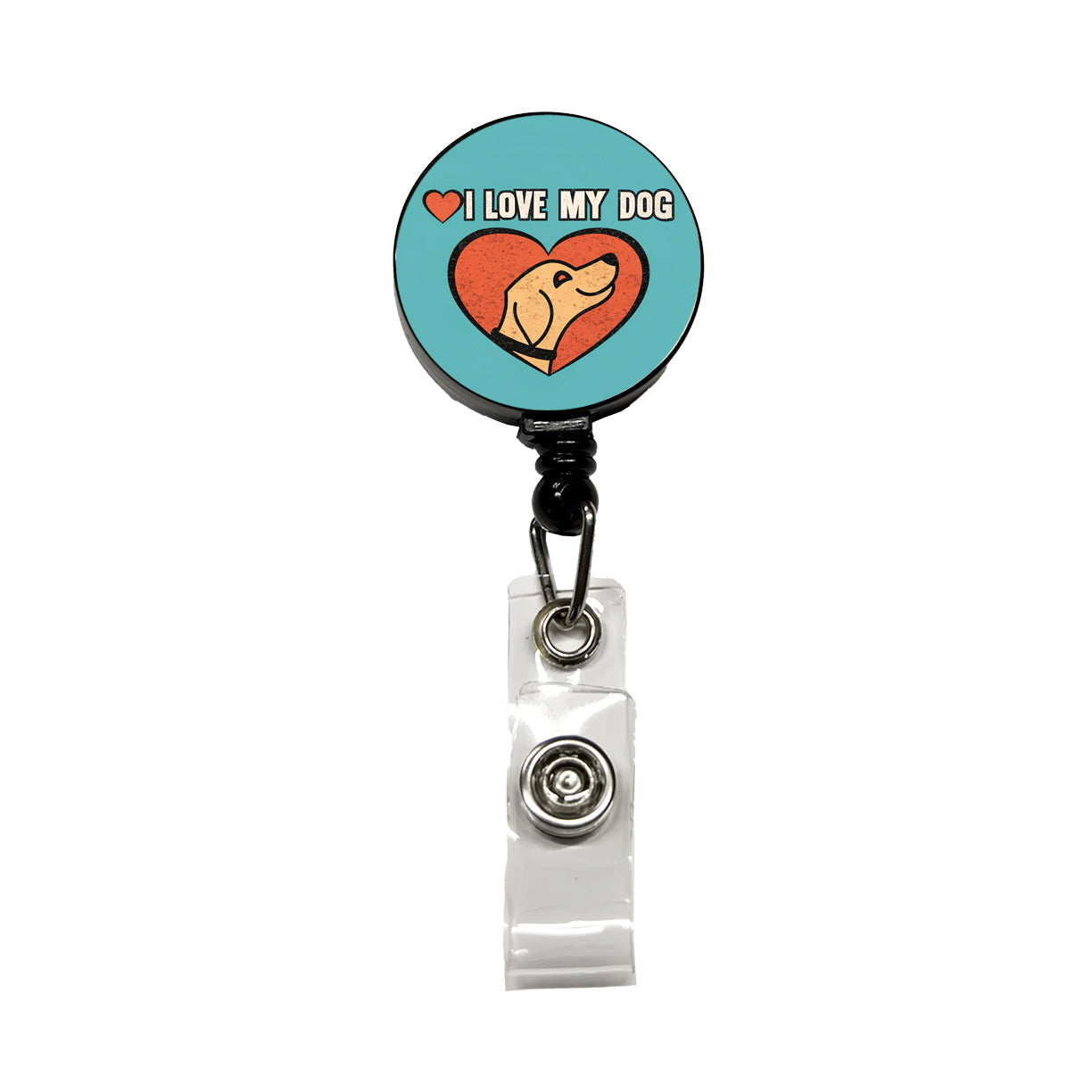 I Love My Dog Blue Retractable ID Key Card Name Tag Badge Holder with Clip