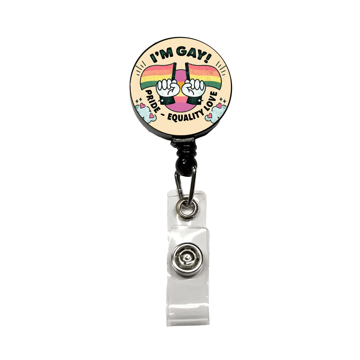 I'm Gay Pride Rainbow LGBTQ Retractable ID Key Card Name Tag Badge Holder with Clip