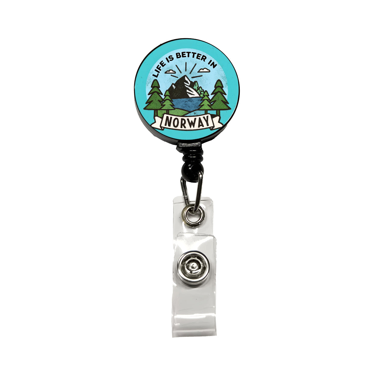 Life Is Better In Norway Retractable ID Key Card Name Tag Badge Holder with Clip