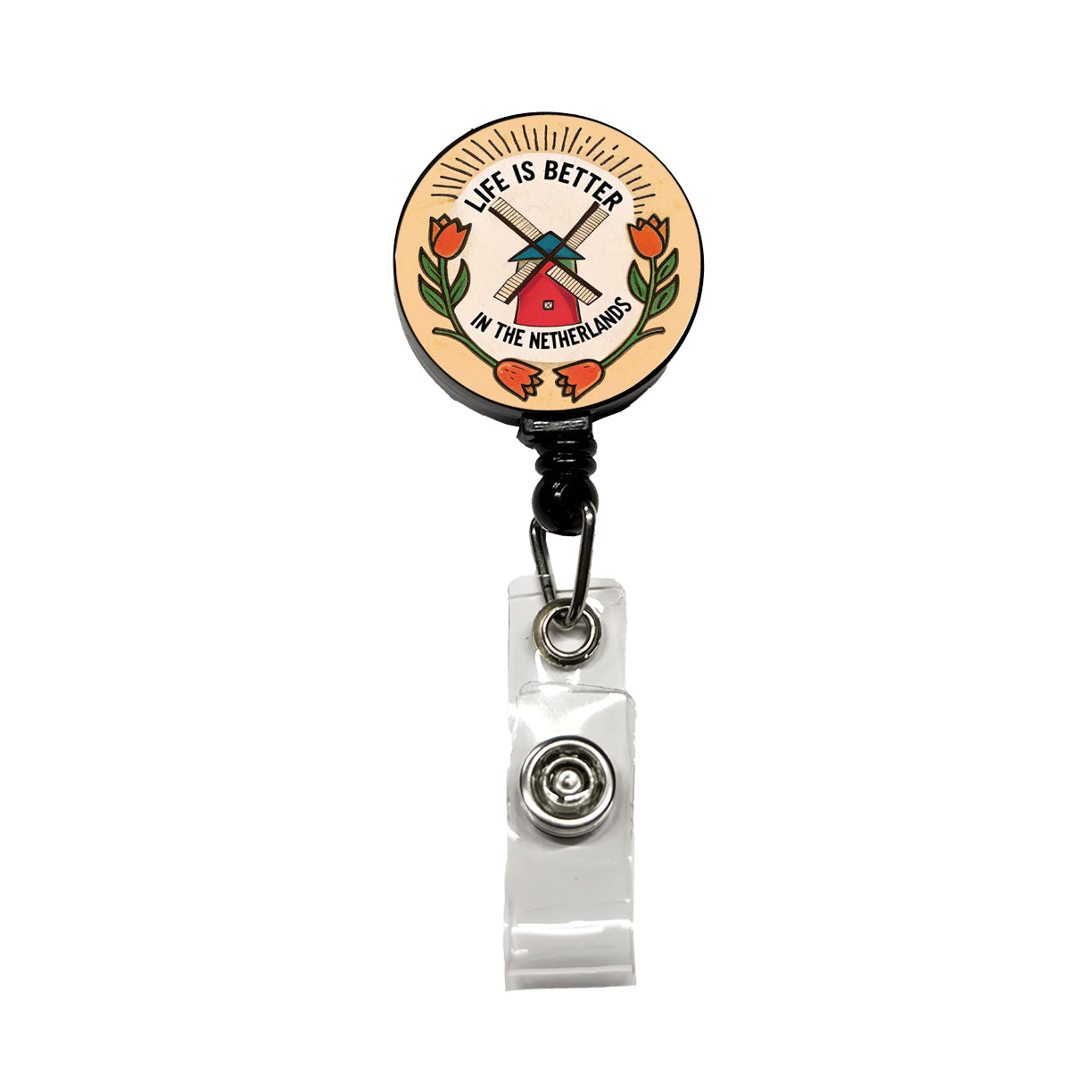Life Is Better In The Netherlands Retractable ID Key Card Name Tag Badge Holder with Clip