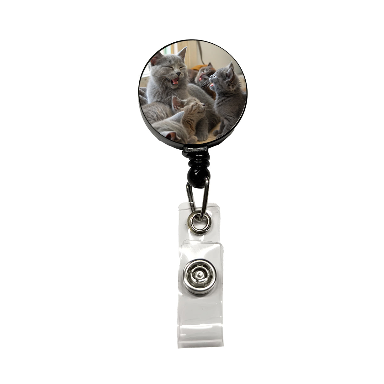 Bunch Of Gray Cats Retractable ID Key Card Name Tag Badge Holder with Clip