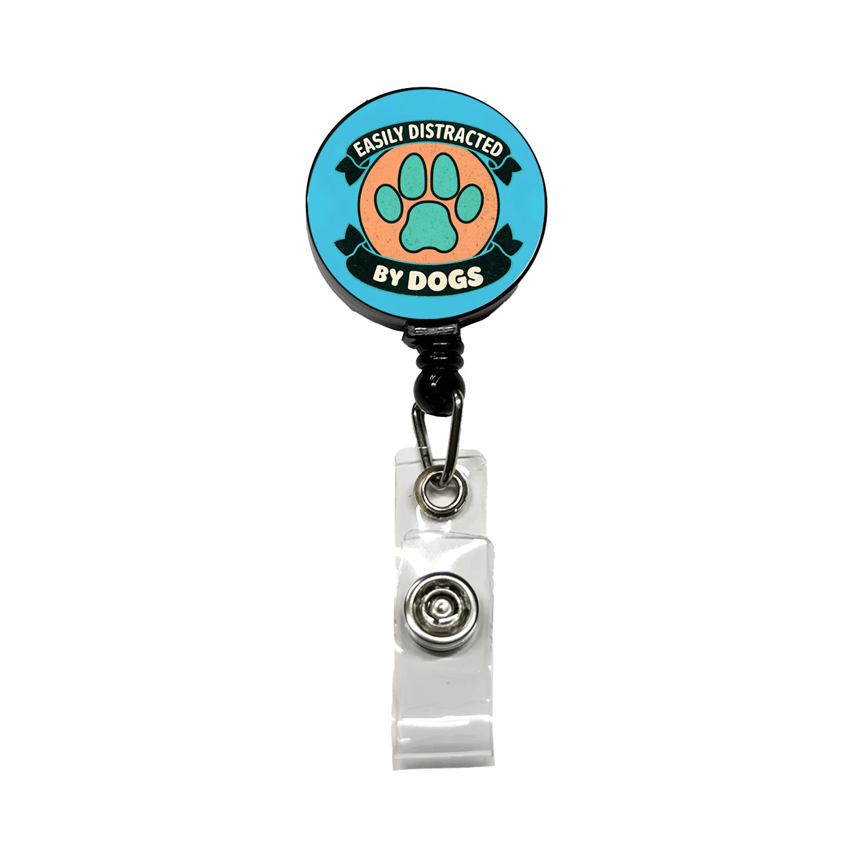 Easily Distracted By Dogs Retractable ID Key Card Name Tag Badge Holder with Clip