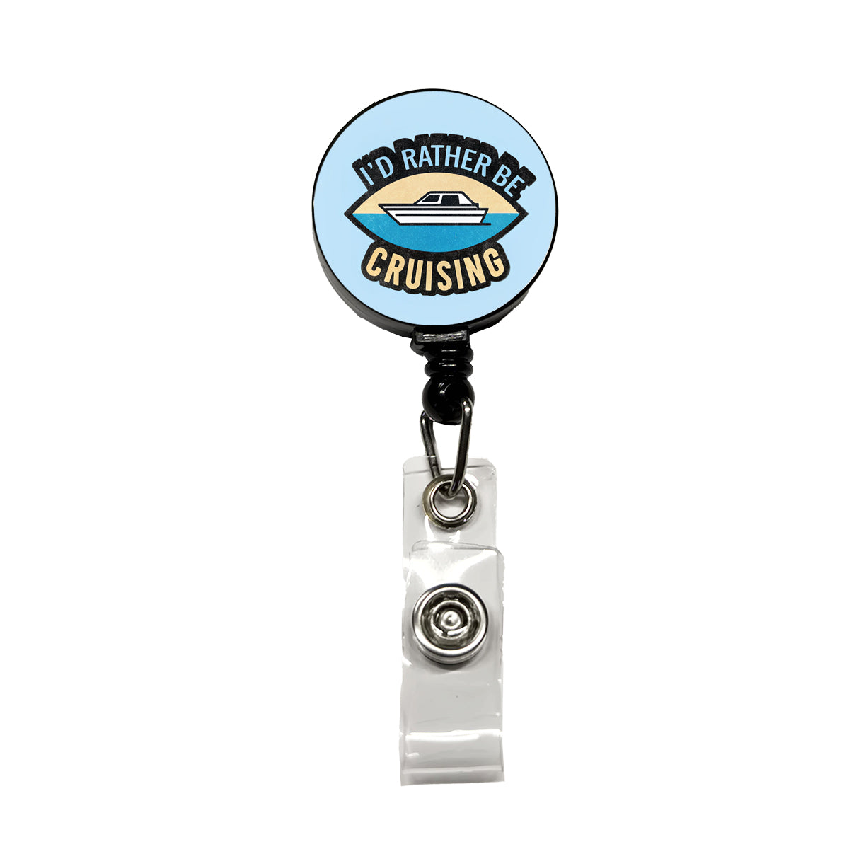 I'd Rather Be Cruising Cruise Travel Retractable ID Key Card Name Tag Badge Holder with Clip