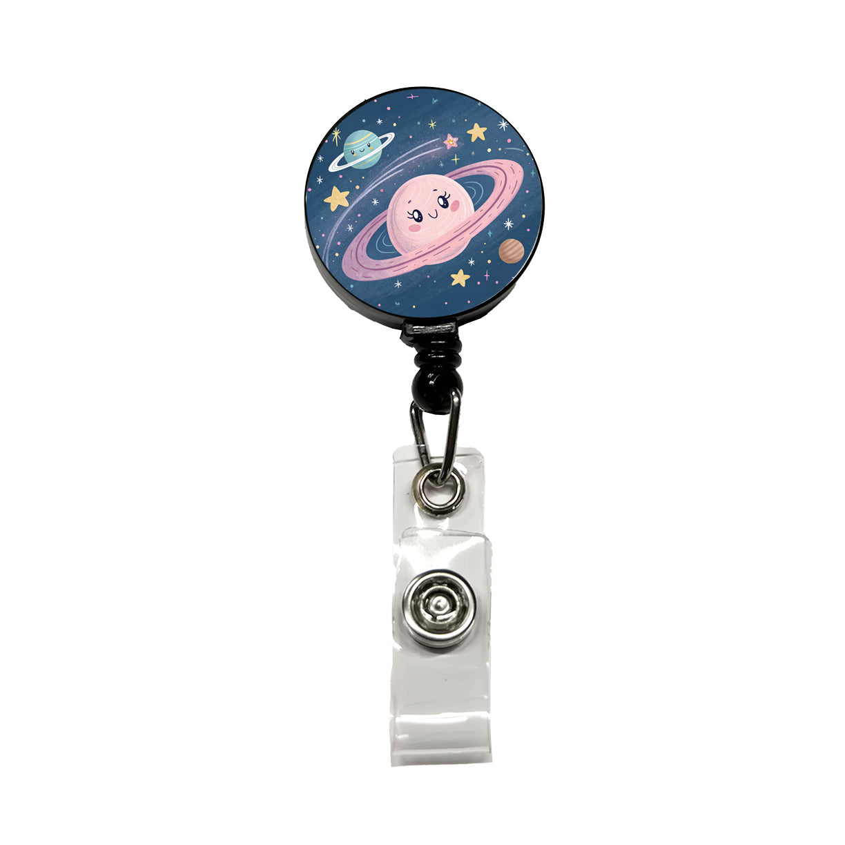 Kawaii Space Milky Way Retractable ID Key Card Name Tag Badge Holder with Clip
