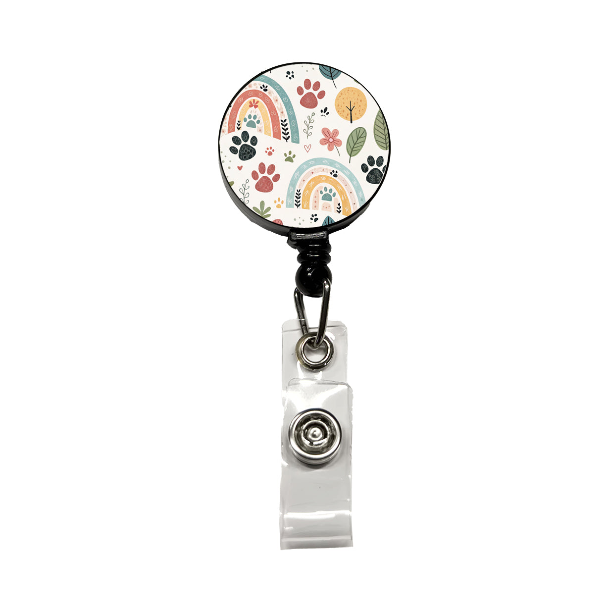 Paw Prints Cute Rainbows Retractable ID Key Card Name Tag Badge Holder with Clip
