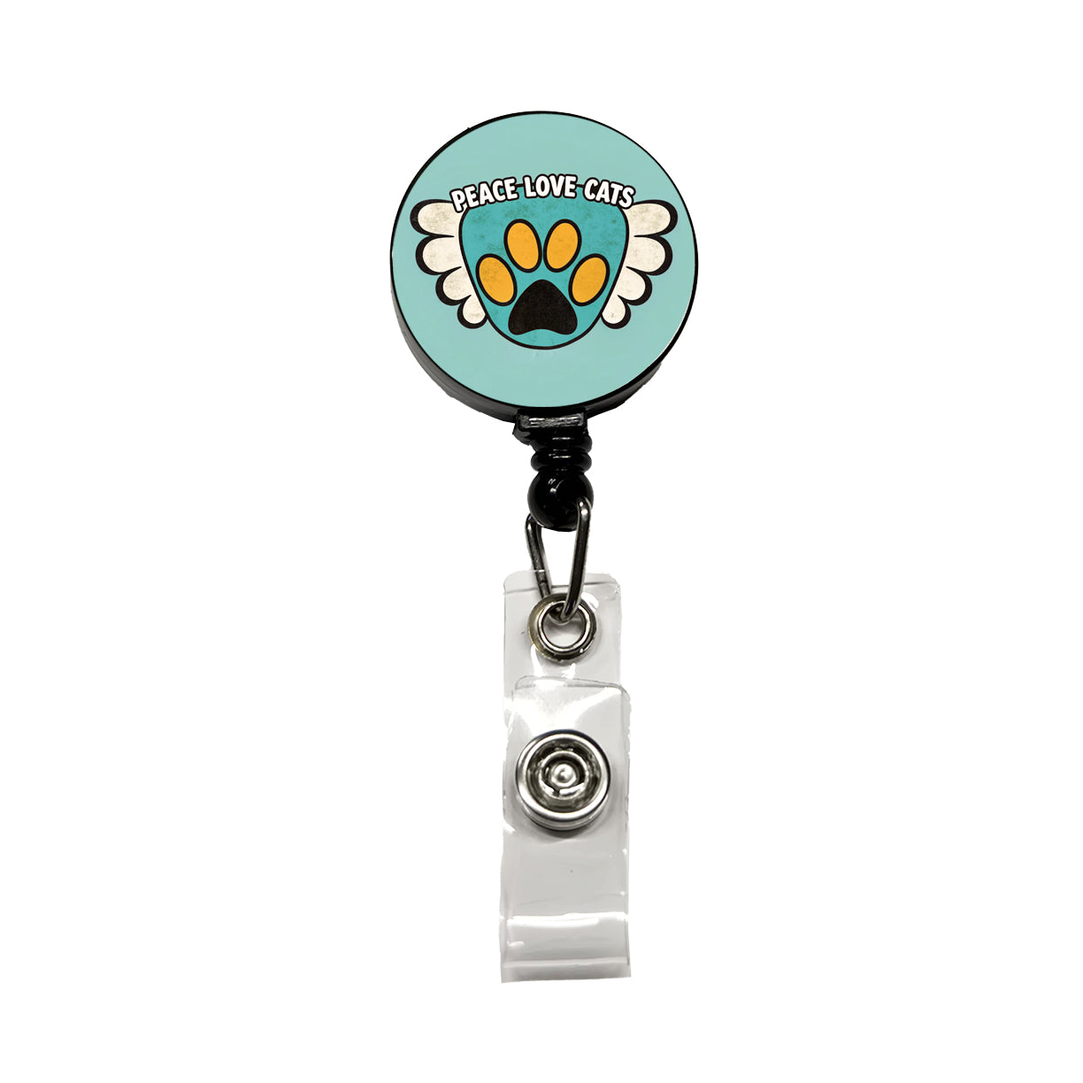 Peace Love Cats Cute Retractable ID Key Card Name Tag Badge Holder with Clip
