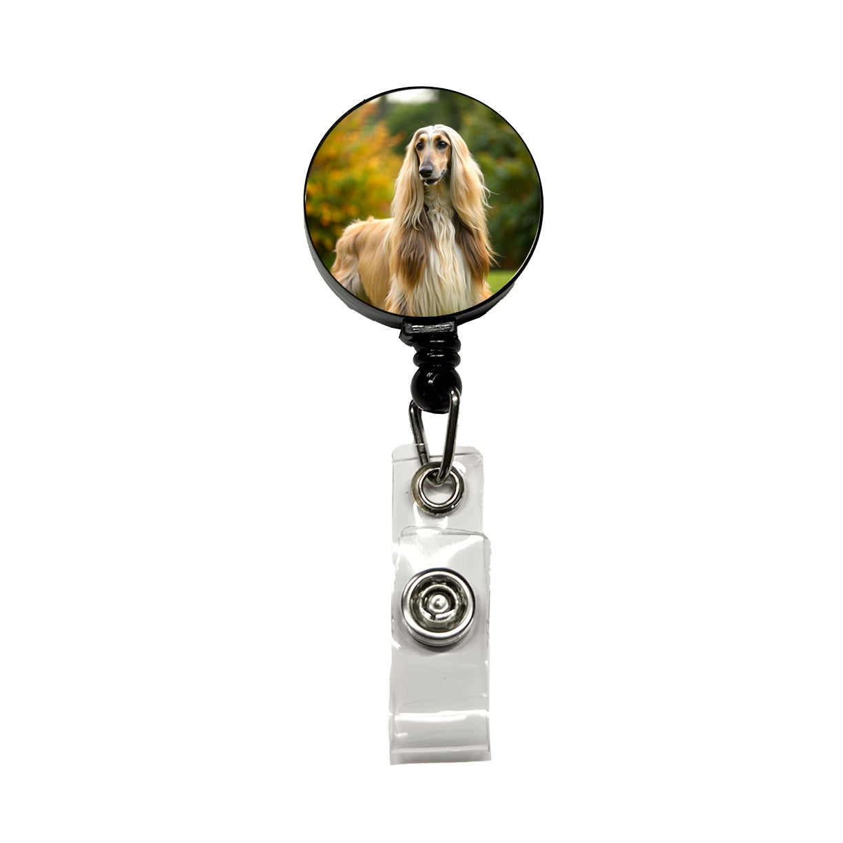 Afghan Hound Dog Photo Retractable ID Key Card Name Tag Badge Holder with Clip