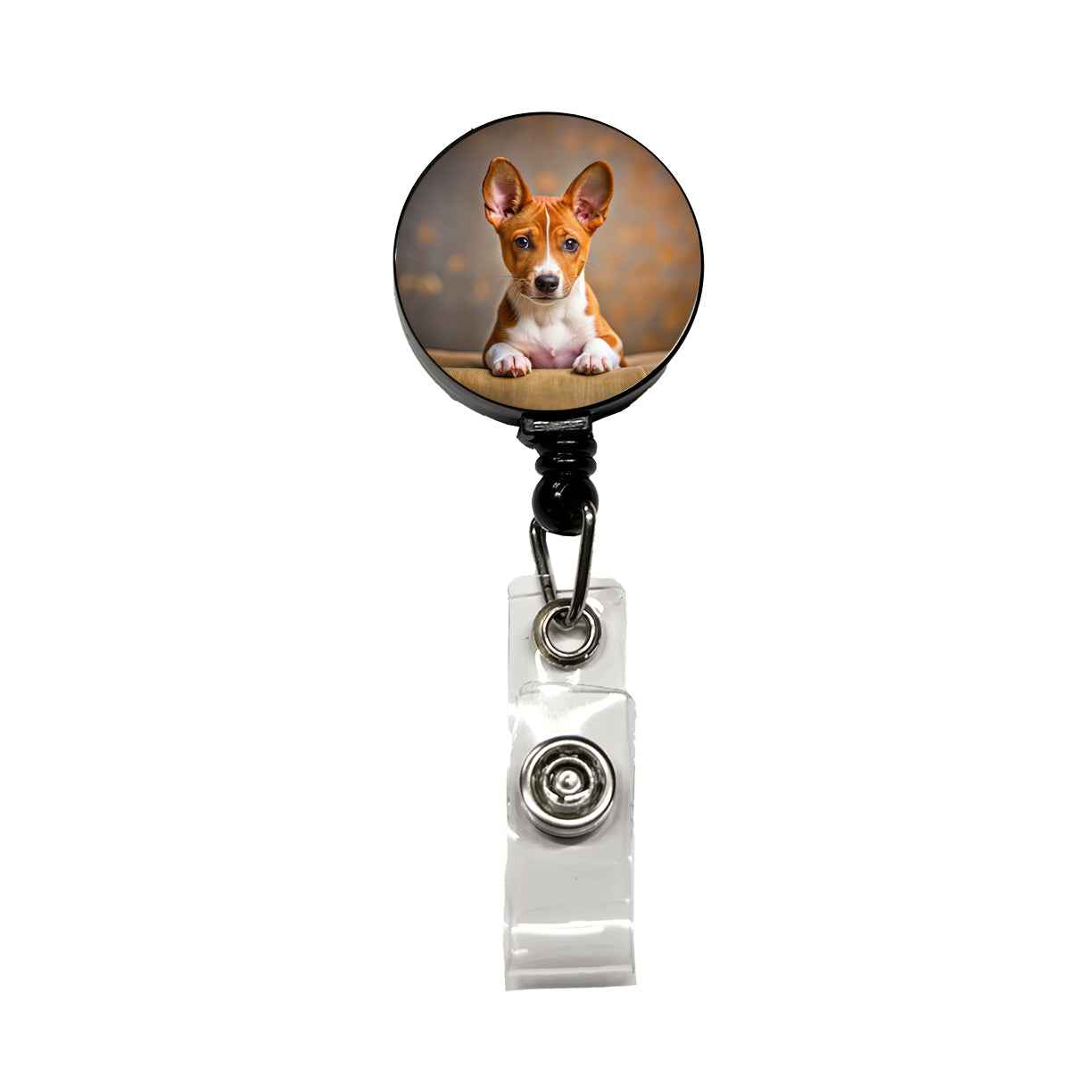 Basenji Dog Puppy Photo Retractable ID Key Card Name Tag Badge Holder with Clip