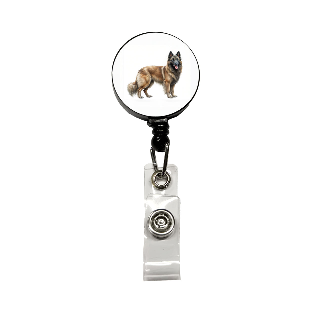 Belgian Tervuren Dog Illustration Retractable ID Key Card Name Tag Badge Holder with Clip