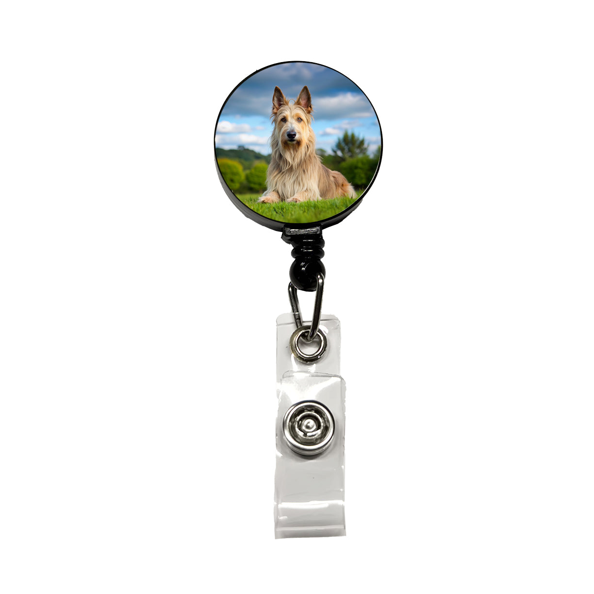 Berger Picard Dog Photo Retractable ID Key Card Name Tag Badge Holder with Clip