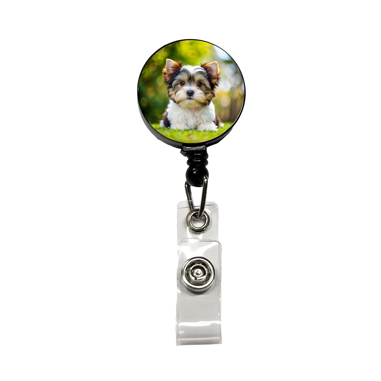 Biewer Terrier Dog Puppy Photo Retractable ID Key Card Name Tag Badge Holder with Clip