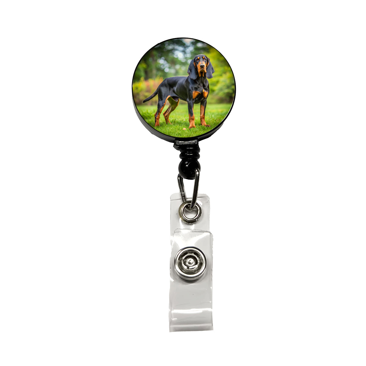 Black And Tan Coonhound Dog Photo Retractable ID Key Card Name Tag Badge Holder with Clip
