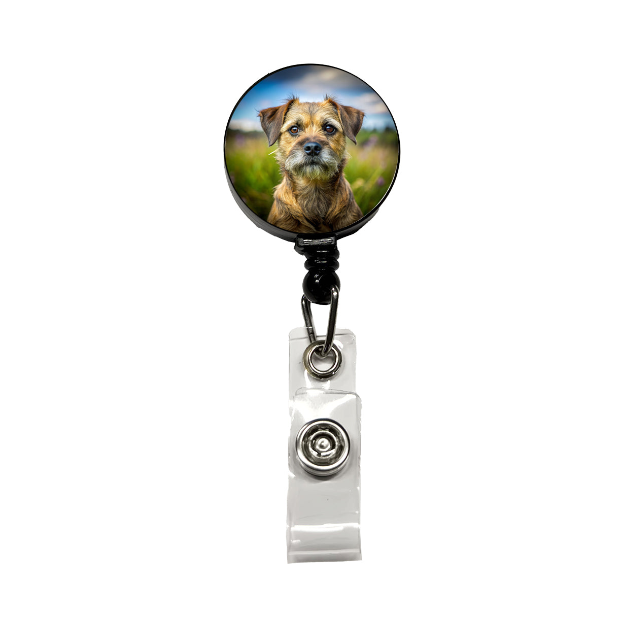 Border Terrier Dog Photo Retractable ID Key Card Name Tag Badge Holder with Clip
