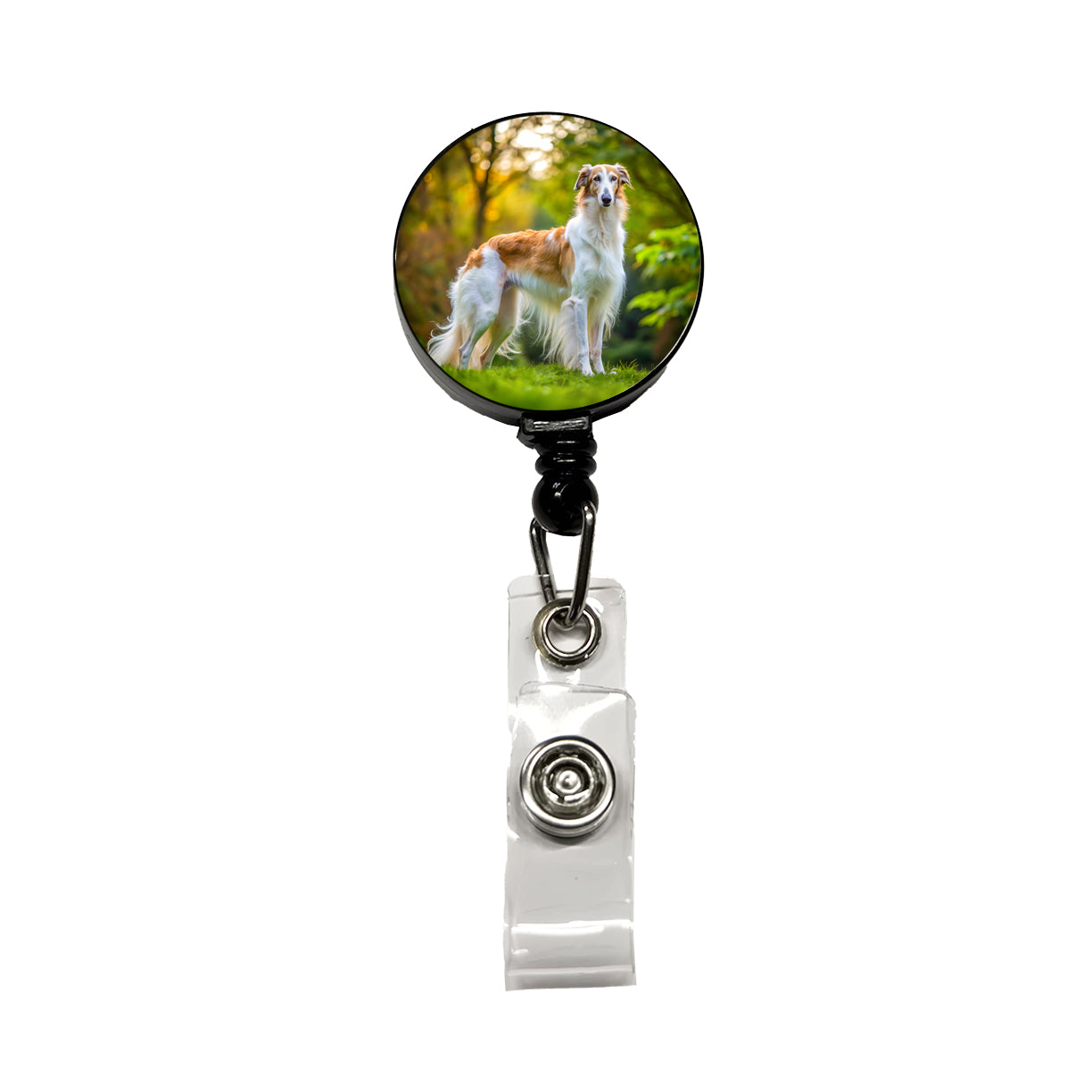 Borzoi Dog Photo Retractable ID Key Card Name Tag Badge Holder with Clip