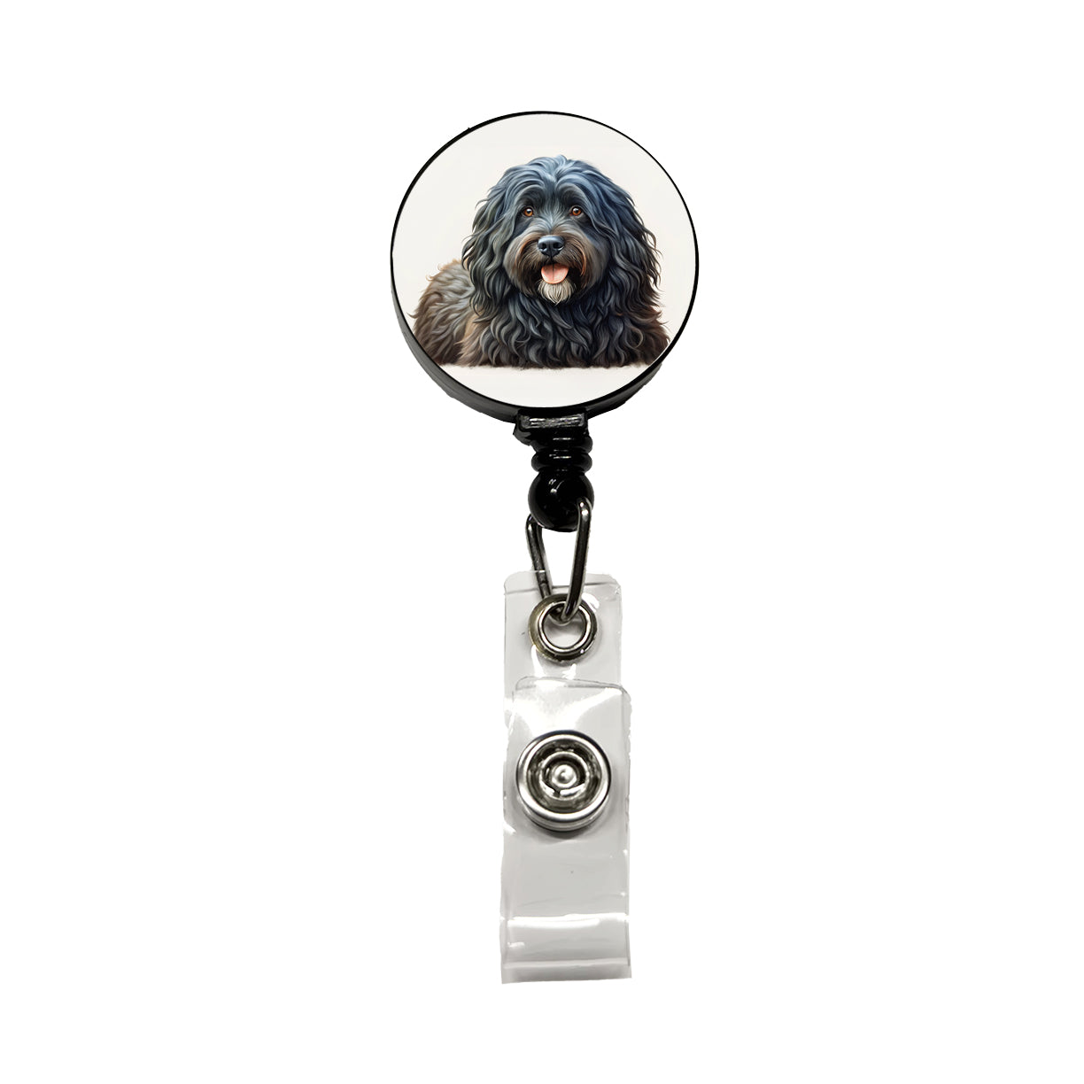 Bouviers Des Flandres Dog Illustration Retractable ID Key Card Name Tag Badge Holder with Clip
