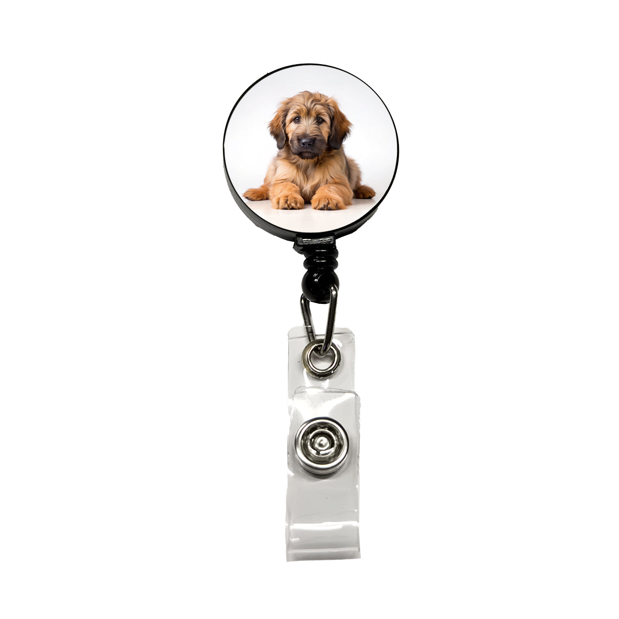 Briard Dog Puppy Photo Retractable ID Key Card Name Tag Badge Holder with Clip