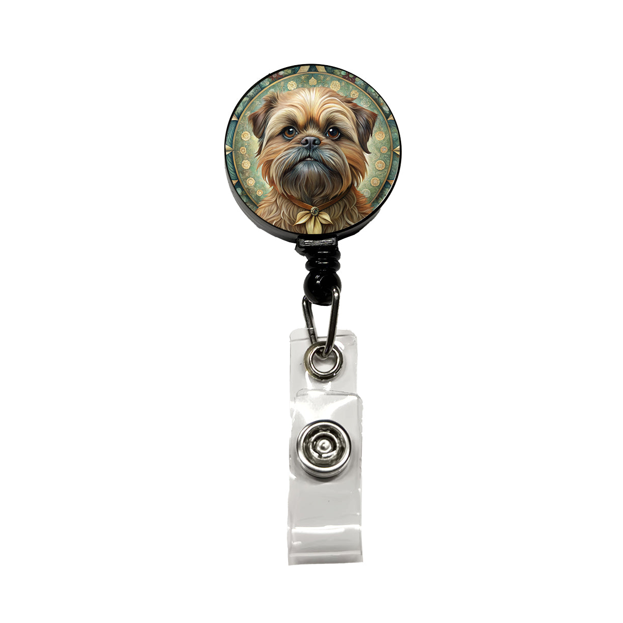 Brussels Griffon Dog Art Nouveau Retractable ID Key Card Name Tag Badge Holder with Clip