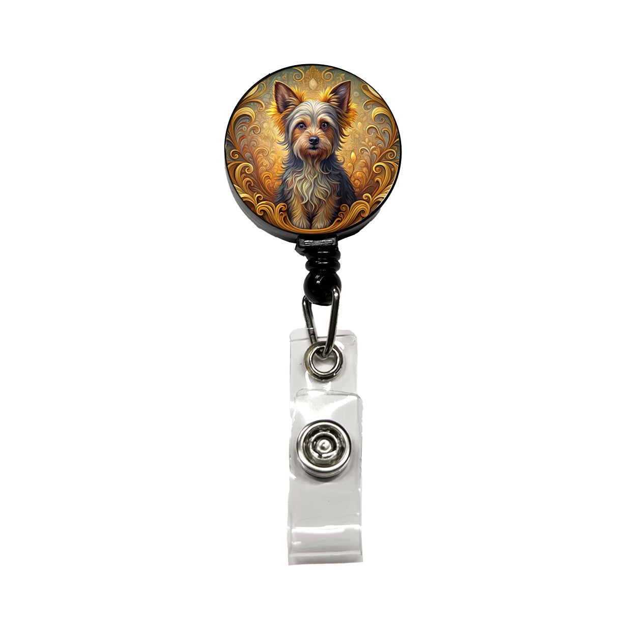 Chorkie Dog Art Nouveau Retractable ID Key Card Name Tag Badge Holder with Clip