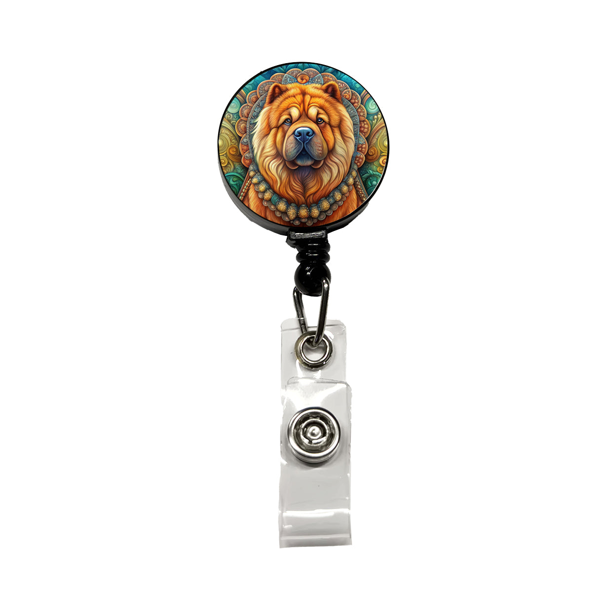 Chow Chow Dog Art Nouveau Retractable ID Key Card Name Tag Badge Holder with Clip